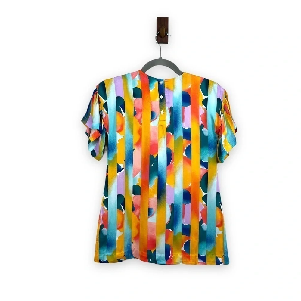 NWT Gymboree 100% Rayon Multi-Colored Watercolor Flutter Sleeve Dress Size 6